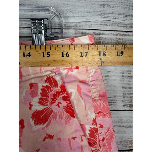 GAP 5” Chino Short Pink Floral 12 Resort Vacation Bright Summer Stretch Coastal - Picture 5 of 9